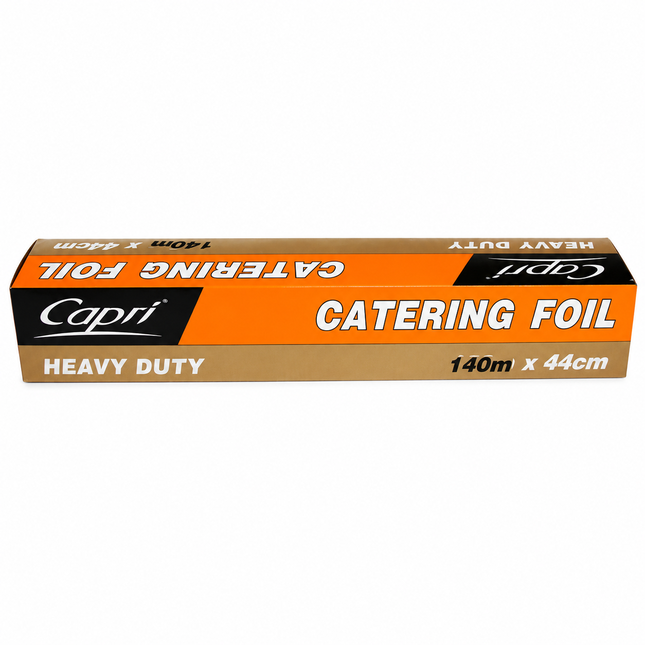 Capri catering foil heavy-duty box, orange and black design, 140m x 44cm