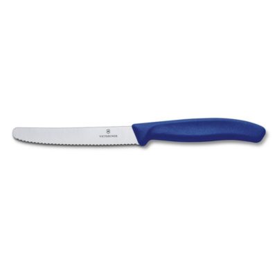 Victorinox 11cm Round Tip Serrated Knife Blue