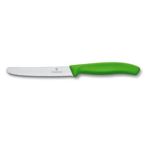 Victorinox 11cm Round Tip Serrated Knife Green