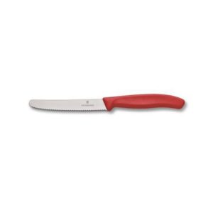 Victorinox 11cm Round Tip Serrated Knife Red