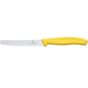 Victorinox 11cm Round Tip Serrated Knife Yellow