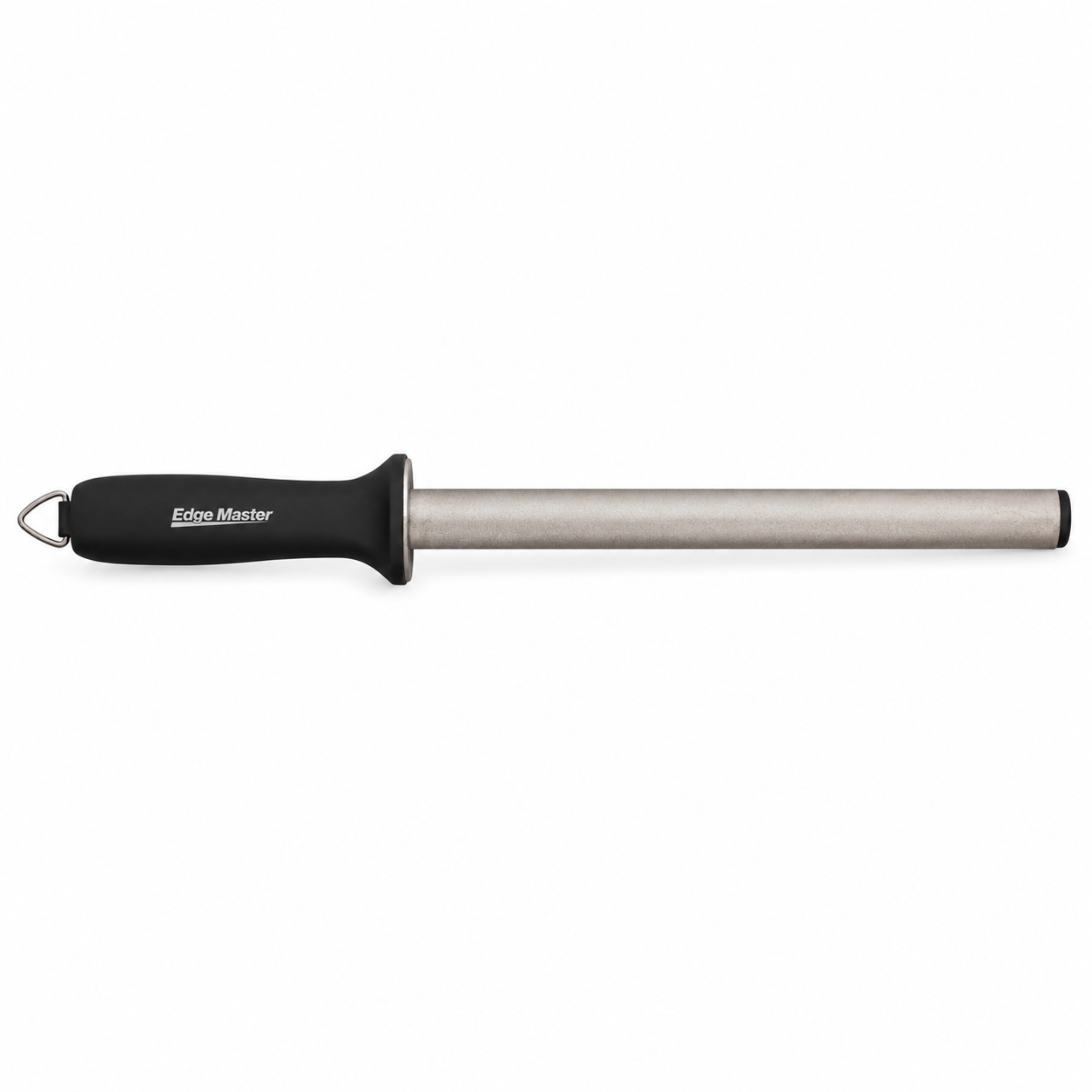 Edge Master honing steel (knife sharpener) with black ergonomic handle and metal rod
